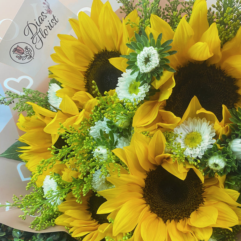 Fresh Sunflower with Seed Asters and Solidago - Minimum 5 Stems - Dias Florist Johannesburg