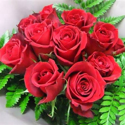 Fresh Red Roses with Greener Bouquet Johannesburg | Minimum 10 Stems | Florist City Deep