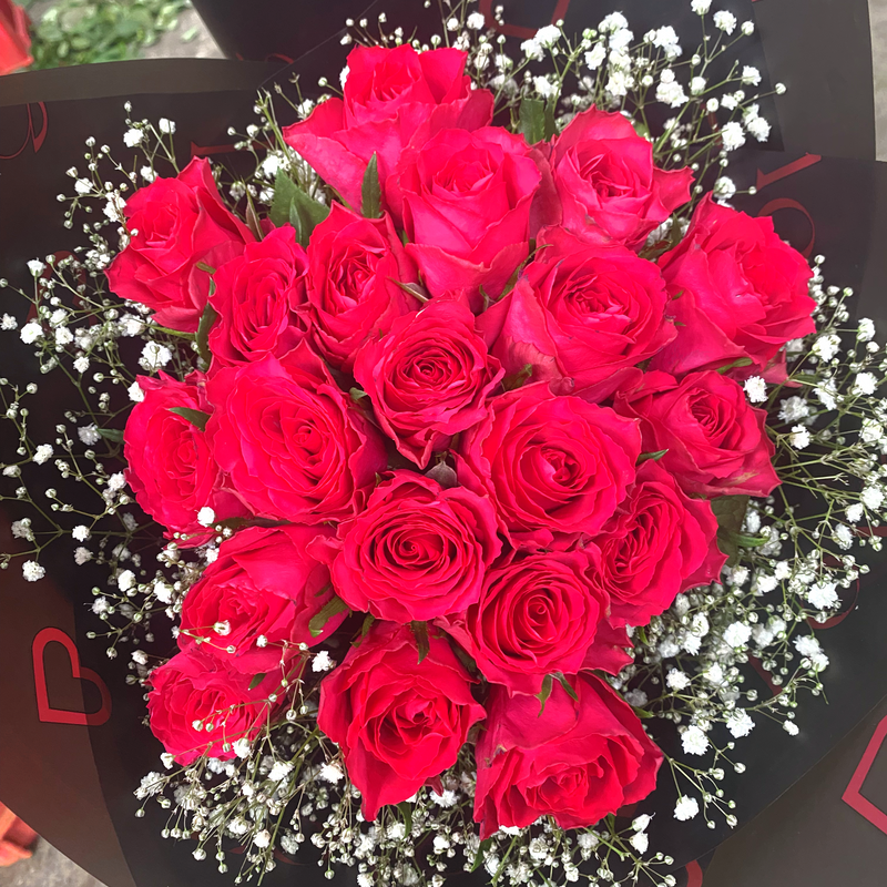 Fresh Pink Cerise with Gypsophila - Minimum 20 Stems - Dias Florist Johannesburg