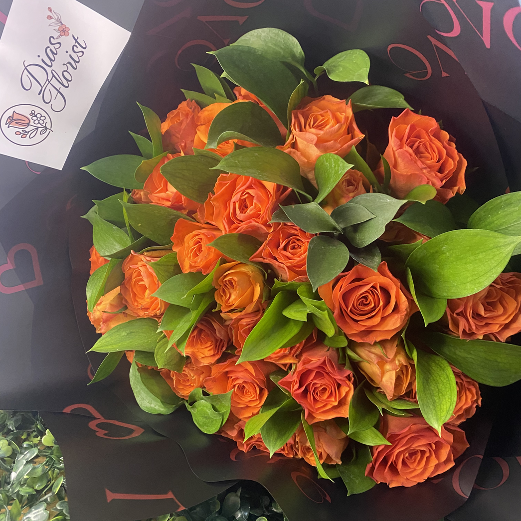 Fresh Orange Tulips and Roses - Minimum 40 Stems - Dias Florist Johannesburg